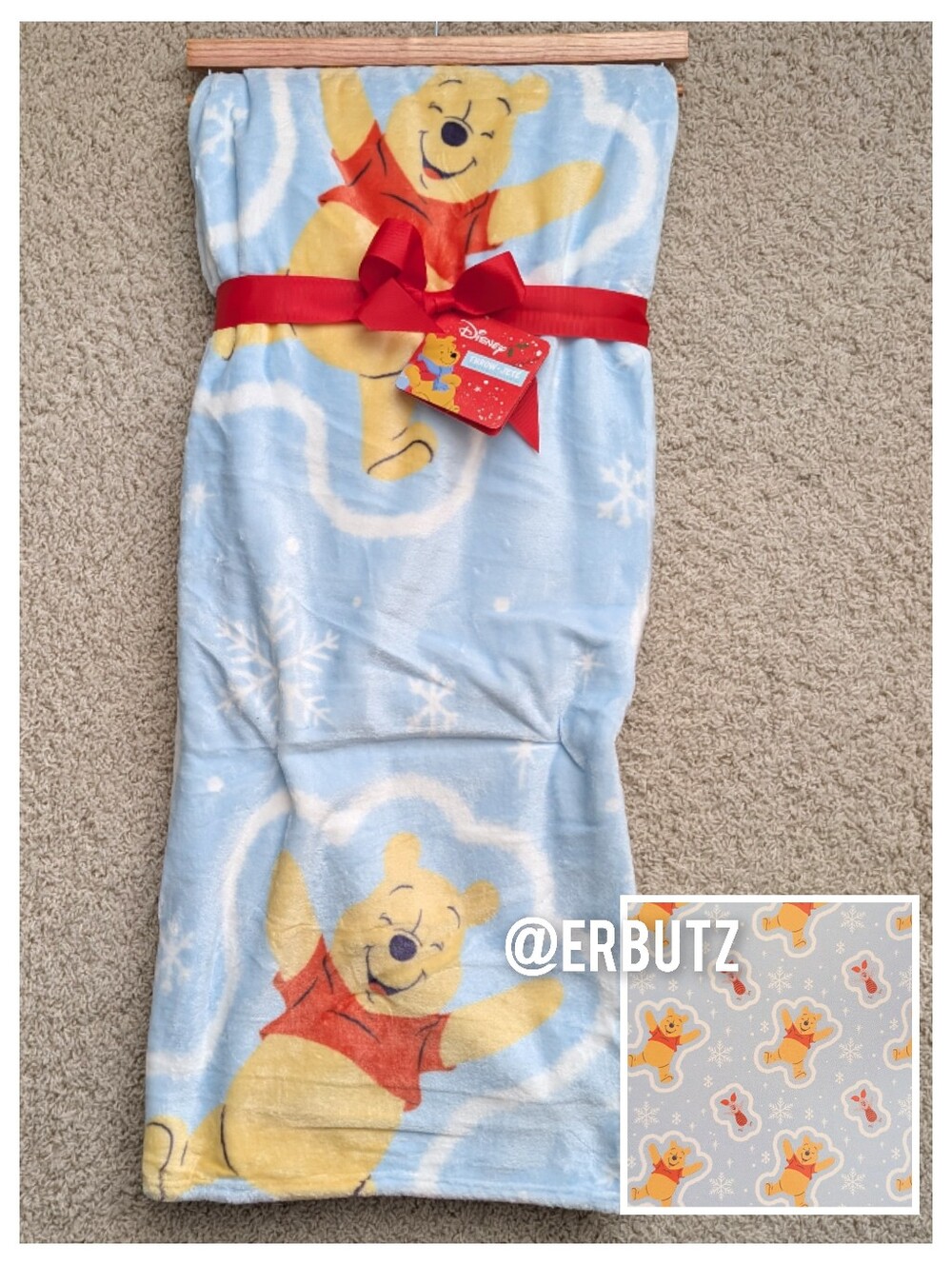 Winnie The Pooh Oversized Plush Pooh & Piglet Snowflake Winter Throw Blanket ❄️